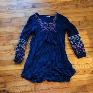 Dark Blue embellished Earthbound Tunic Dress LG